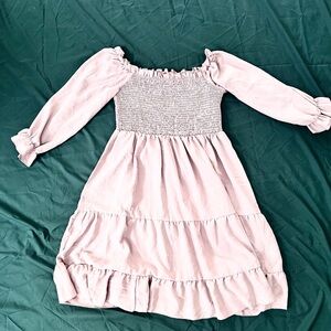 Beige Long Sleeve Mini Tier Dress